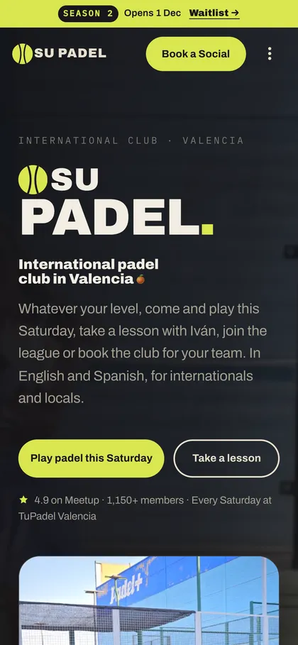 Web de OSU Padel en iPhone